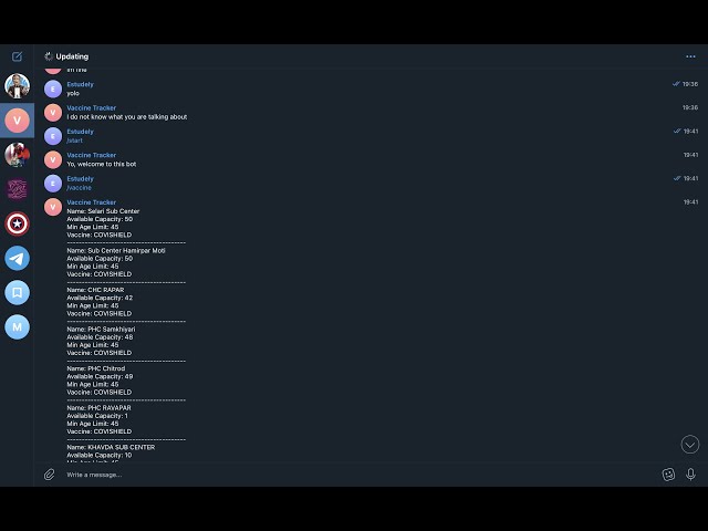 Making a Telegram Bot Vaccine Tracker with Co-WIN Public APIs