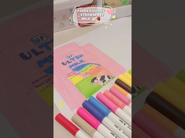strawberry milk 🍓|#diy #shorts #squishy #papercraft #viral #trending #kawaii