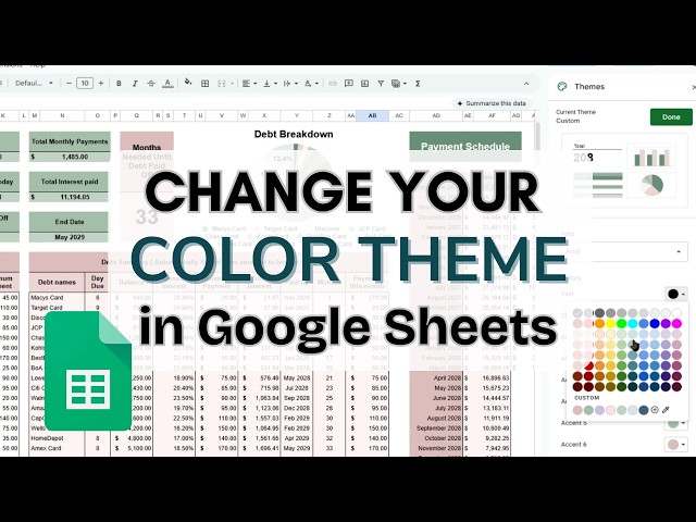 How to Change the Color Theme in Google Sheets | Create Your Own Custom Colors