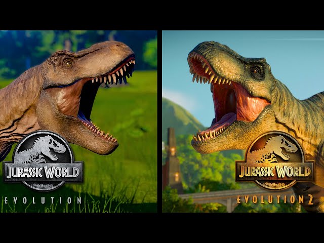 T-Rex Walkout Animation: Jurassic World Evolution vs Jurassic World Evolution 2