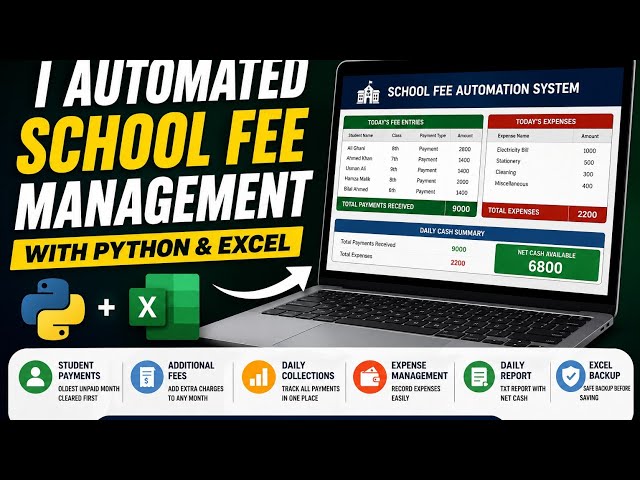 Python Excel Automation Project🚀 | School Fee Management System 🏫