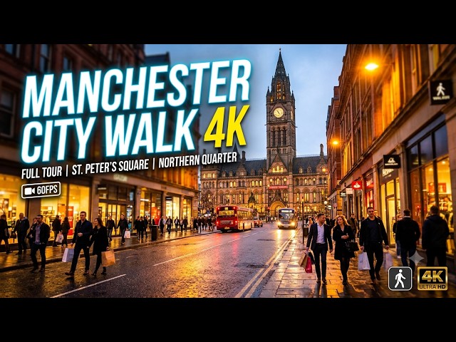 Manchester City Walk 4K | Full Downtown & Canal Street Tour