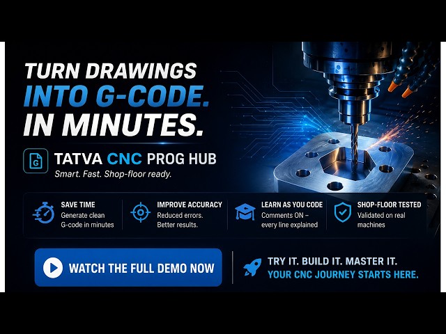 Drawing to G-Code in Minutes | TATVA CNC PROG HUB V1.2 Full Demo