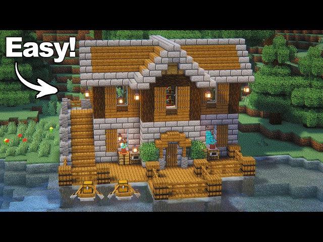How to Build a Lakeside Spruce House in Minecraft | Easy Tutorial