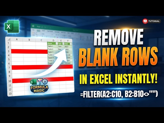 Remove Blank Rows in Excel Using Formulars | Delete all empty rows automatically.