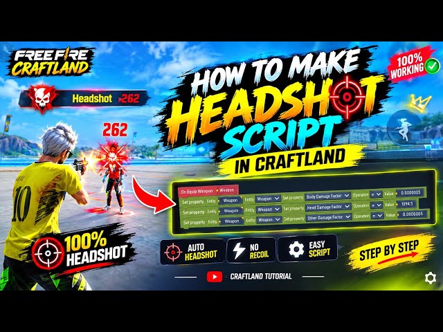 HOW TO MAKE HEADSHOT SCRIPT IN CRAFTLAND || 1V1 ONLY HEADSHOT CRAFTLAND MAP KAISE BANAYE