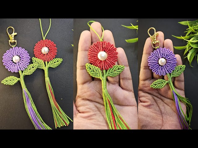 Tutorial- DIY Handmade Macrame Daisy Flower 🌼 Keychain