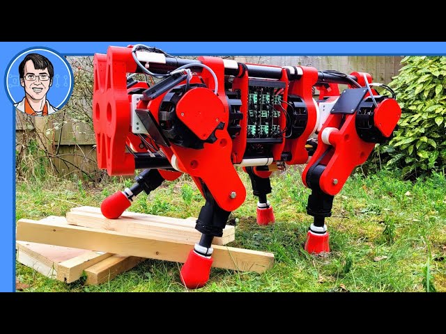 3D Printed Robot Dog Climbs Over Obstacles