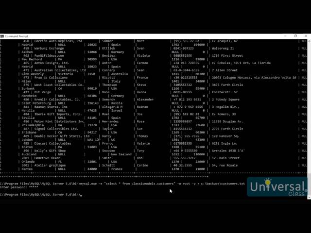 Lesson 9: Backing Up and Restoring MySQL Databases - UniversalClass MySQL Course