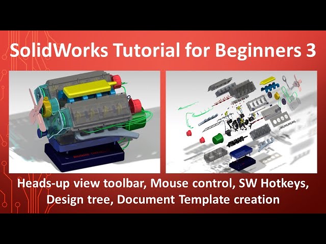 3 - SolidWorks Tutorial for Beginners- Heads-up view toolbar, Mouse, Hotkeys, Design tree, Template