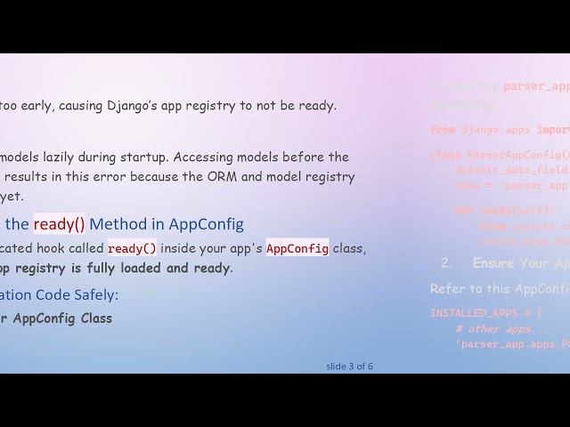 How to Run Initialization Code on Django Startup Without AppRegistryNotReady Error