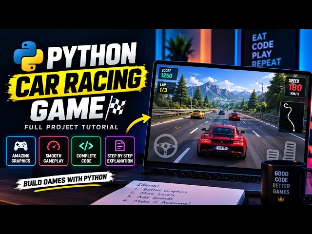 I Made a Car Racing Game Using Python 🏎️🔥 | Amazing Graphics | Full Project Tutoria 