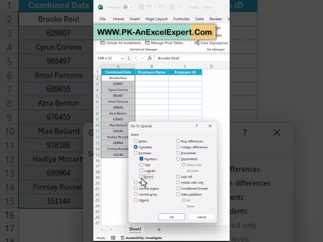 Segregate Number and Text form Mixed Data #exceltips #excelshorts #exceltipsandtricks