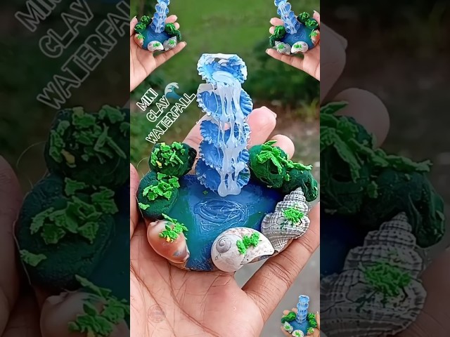 How to Make a Mini Clay Waterfall 🌊 | Cute & Easy DIY #shorts #diy @AfriNahiD #art