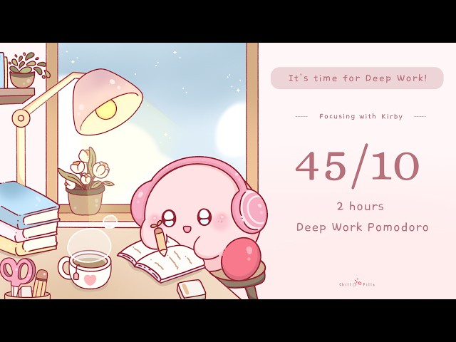 ☕️ ✨  45/10 Pomodoro Focus timer | Relax and rewind | With Kirb + Lofi vibes| Deep Focus 🎧