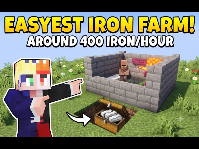 How to Build the Easiest Iron Farm in Minecraft (400+ Iron/Hour Beginner Tutorial)