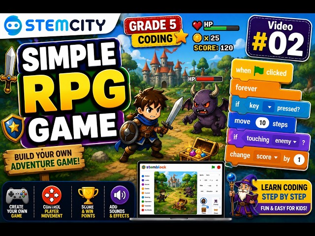 Create a Simple RPG Game in Stemblock Scratch | Grade 5 Coding Class