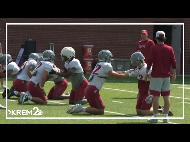 WSU practicing in full pads for the first time this season