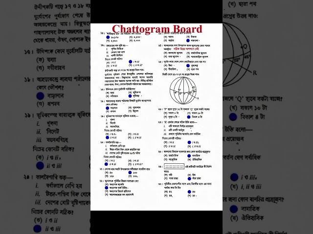 Chattogram Board SSC 2026 Geography MCQ Solution | আজকের ভূগোল MCQ উত্তর