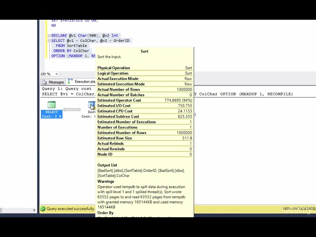 Mastering the Basics of SQL Server Query Optimization - The No Good Sort Operator