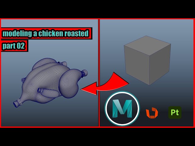 how to 3d modeling chicken roasted in maya2022-full tutorial-part02-final modeling