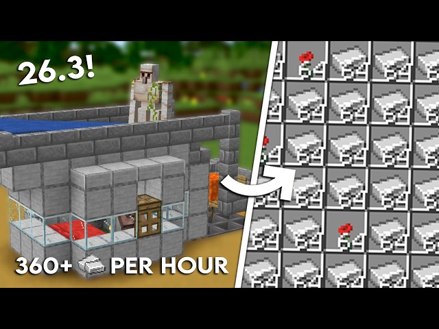 BEST MINECRAFT 26.3 IRON FARM TUTORIAL - New Design, Easy, Efficient