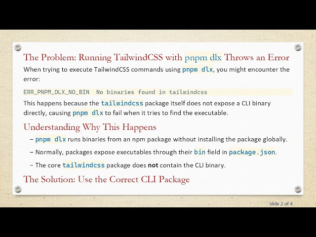 How to Use pnpm dlx with TailwindCSS CLI Without Errors