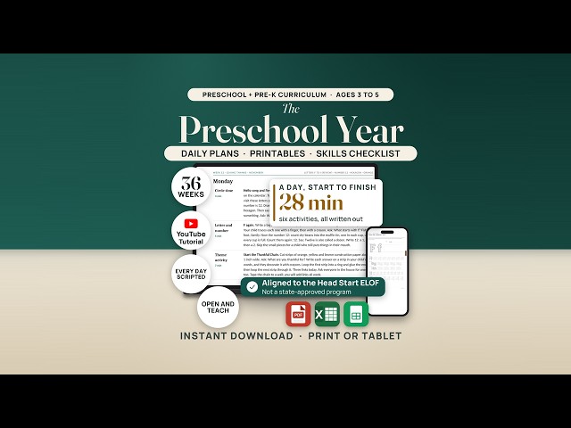 Preschool + Pre-K Homeschool Curriculum: Full Walkthrough (36 Weeks, Printables, Hours Planner)
