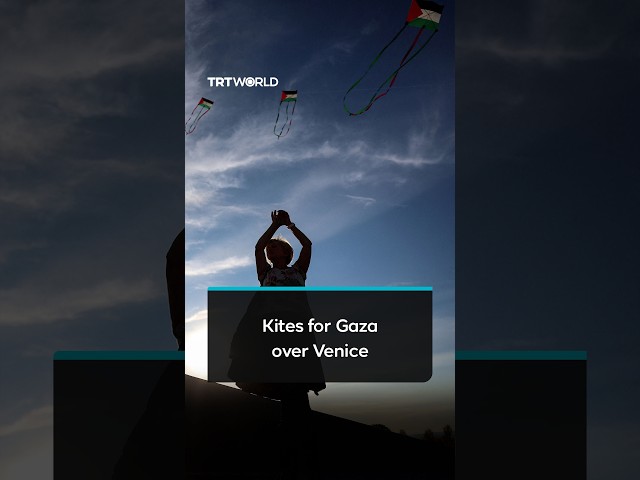 Pro-Palestinian activists fly kites for Gaza at Venice Film Festival