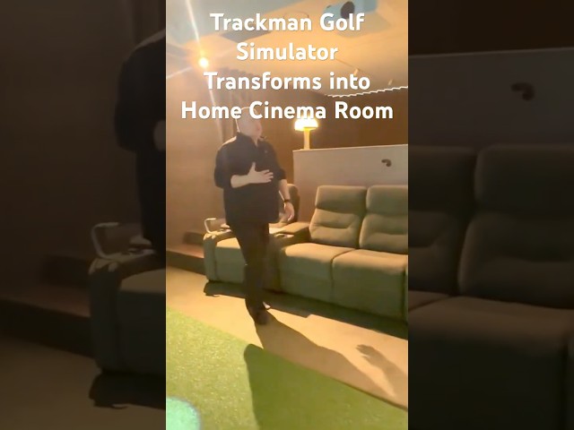 Trackman Golf Simulator Transforms into Home Cinema Room #golfsimulator #golftech #luxuryhomes #golf