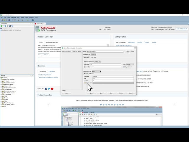 Oracle SQL Developer - Creating a Connection