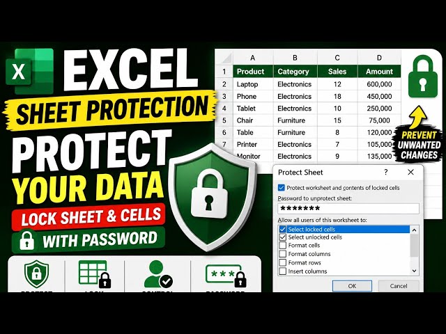 How to Protect a Sheet in Excel | Lock Excel Sheet with Password | How to Protect Excel Worksheet 
