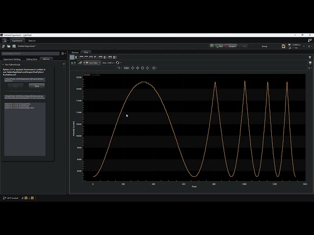 PLE measurement python script for LightField with RunPython AddIn.