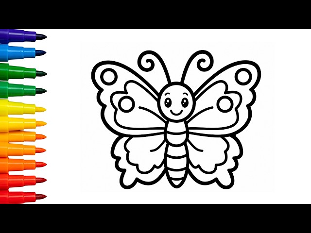 Monarch Butterfly Drawing, Painting, Coloring for kids & Toddlers | How to Draw Paint Easy