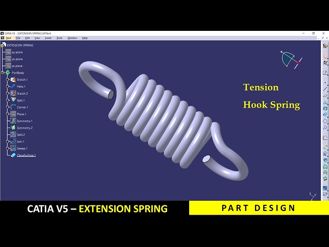 CATIA | Extension Spring Design | Tutorial for Beginners with Drawings