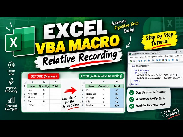 Excel VBA Macro | Relative Recording Explained Step-by-Step | Excel Automation