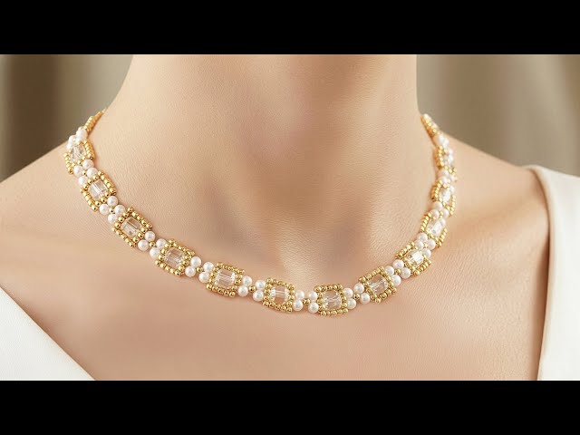 DIY Elegant Pearl Necklace: Seed Bead Jewelry Making at Home! #jewelrymaking