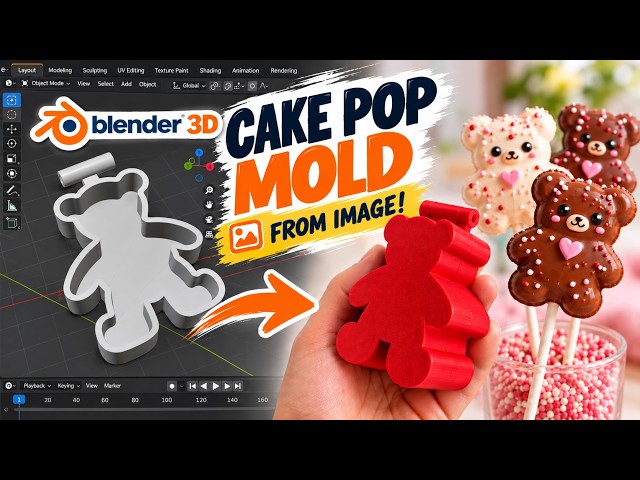 Beginner Blender 3D Tutorial: Make a Cake Pop Mold from Any Image for 3D Printing