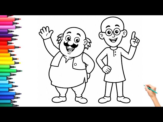 Motu Patlu Drawing for Kids | Easy Cartoon Drawing & Coloring | Step by Step