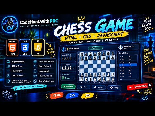 Chess Game Using HTML CSS JavaScript ♟️ | Full Project #html #css #javascript #coding