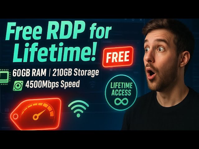Free RDP for Lifetime 🔥 | 60GB RAM | 210GB Storage | 4500Mbps Speed | Full Tutorial 2025 Hindi|Urdu
