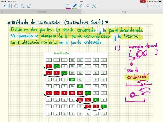 Algoritmos de Ordenación: Método de Inserción - I (parte 5)