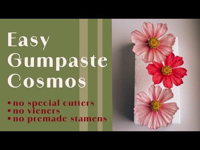 How to make Easy Gumpaste Cosmos Tutorial | Sugar Flower | No special cutters | No Veiner