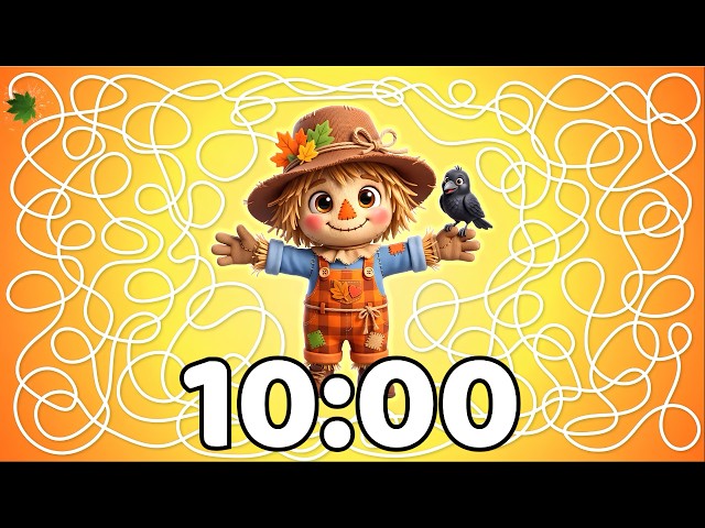 10 Minute Timer 💥 | [FALL] Scarecrow Timer 🌻🍁⏰ | Cozy Classroom Focus!
