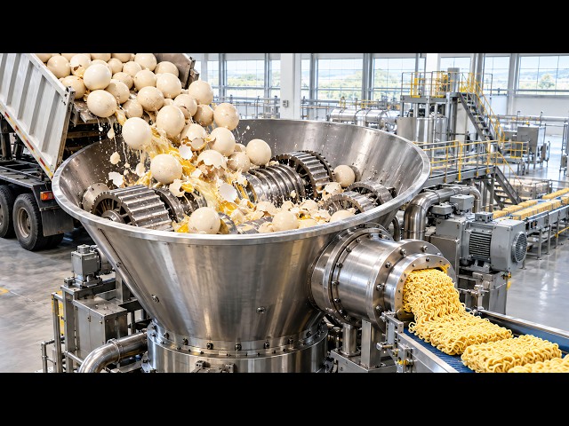 Inside the Factory Turning Millions of Ostrich Eggs into Instant Noodles | Full Process
