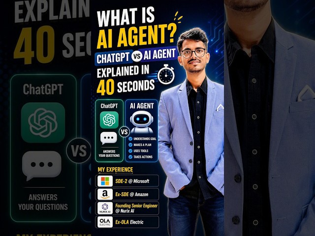 AI Agent Kya Hai? ChatGPT vs AI Agent in 40 Seconds 🤖