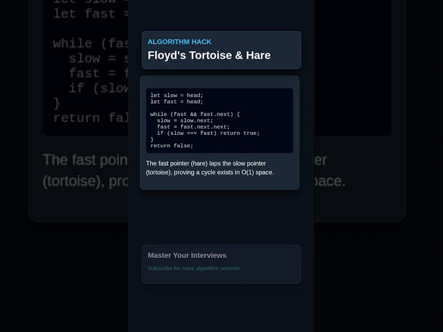 Stop Using Extra Memory: Detecting Cycles Fast #Shorts