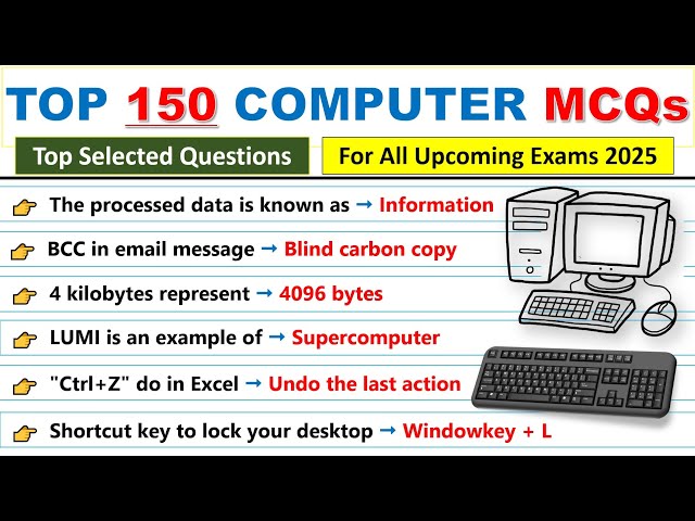 Top 150 Computer Questions for Competitive Exams | Computer Awareness 2025