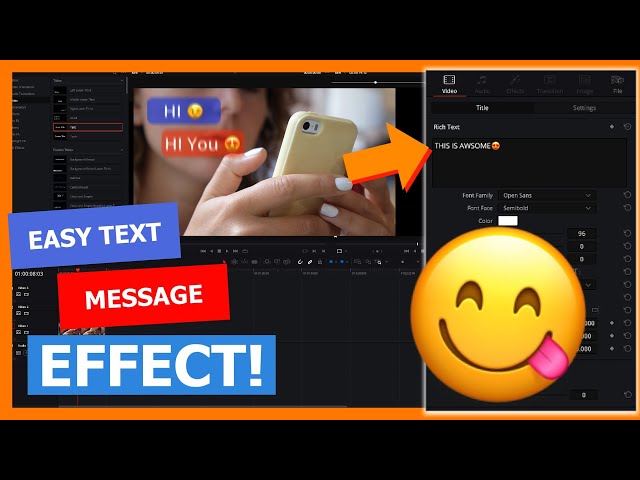 How to get emojis in DaVinci Resolve 18 and make an easy text message effect