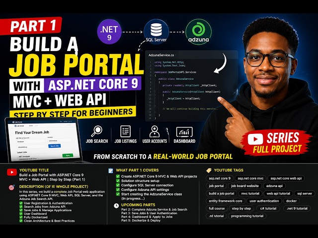 Build a Job Portal with ASP.NET Core 9 MVC + Web API | Step-by-Step Beginner Project (Part 1)